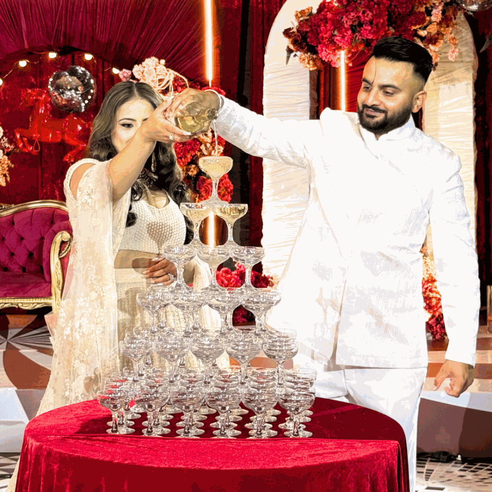 Couple celebrating at an MCC wedding reception